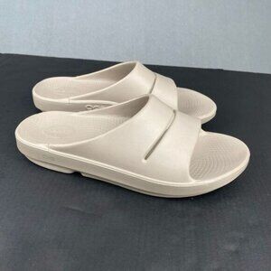 Oofos Women's M12 W14  EU 45 OOahh Beige Tan Slip On Recovery Slides Sandals
